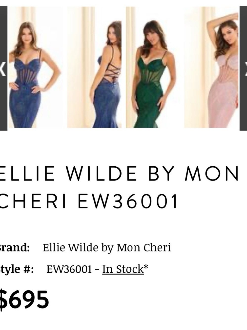 Ellie Wilde by Mon Cheri Sheer Panel Mermaid Gown in Navy Blue